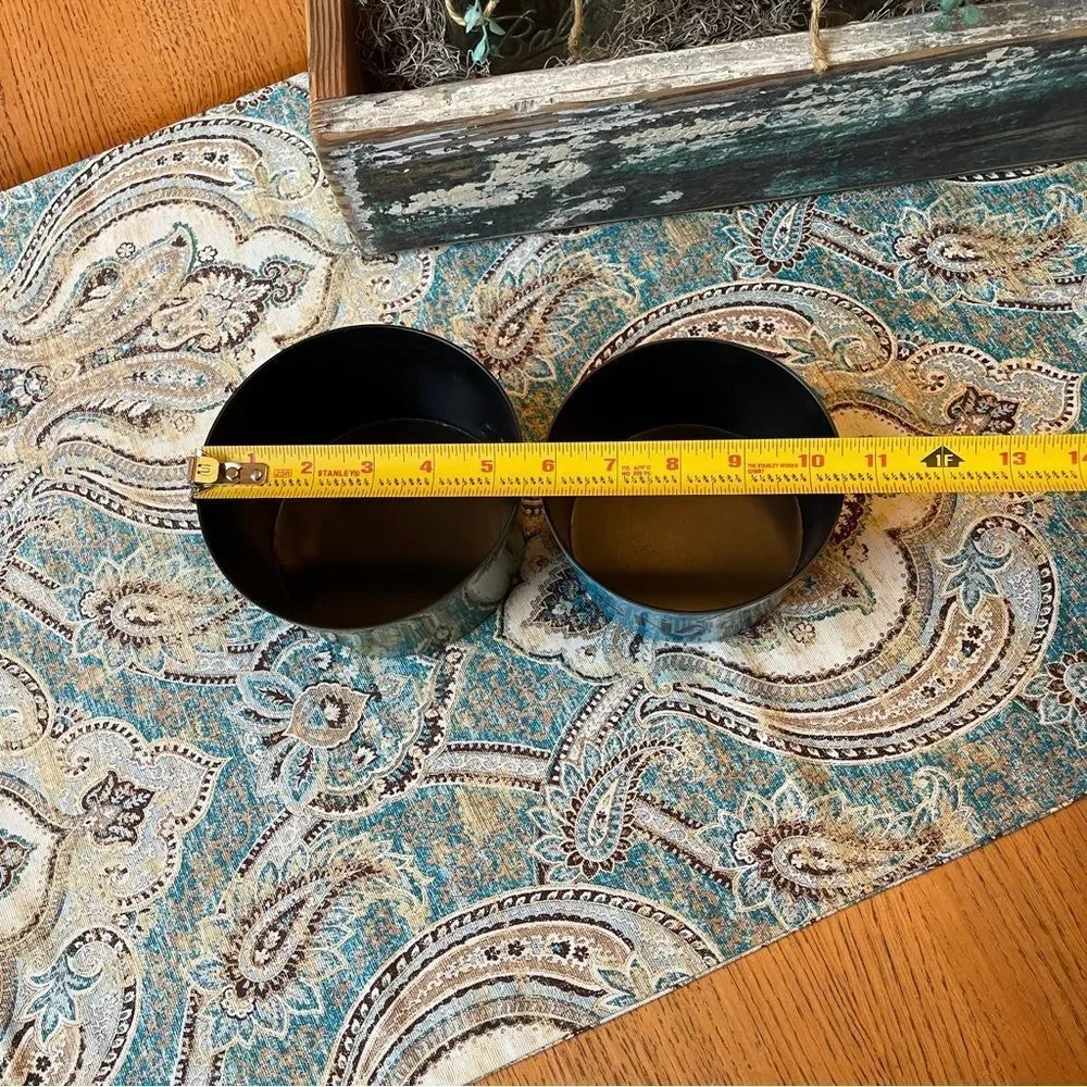 Mid Century Melamine Pretzel & Snack Bowls Green Blue Black Set of 2 1970s